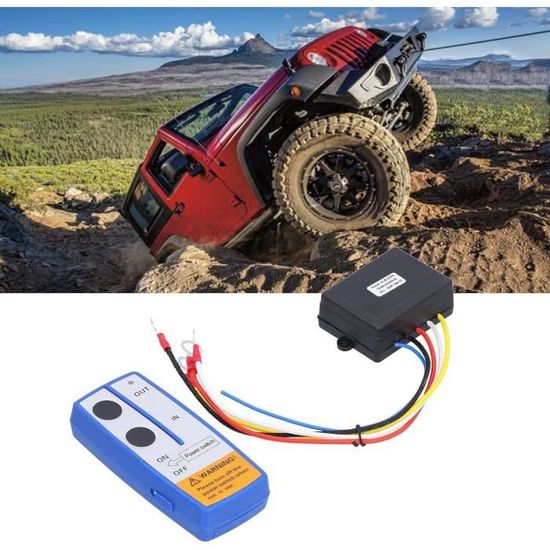 Kit Télécommande Sans Fil 434MHz Pour Treuil 12V/24V - Portée 22 M, Avec Récepteur - Pour 4x4, SUV, ATV, Camion