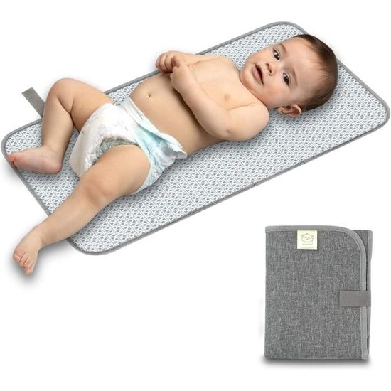 Tapis à Langer Portable – étanche Avec Pochette – Matelas à Langer De Voyage – Kit à Langer Avec Anneau En Bonus Pour Jouets – Sans BPA