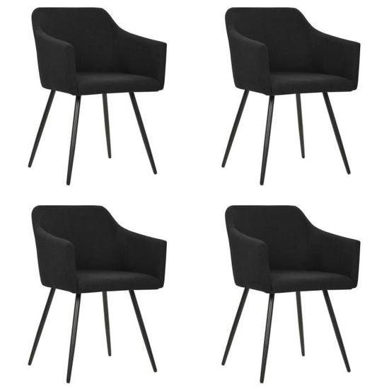 🐭🐭Ergonomique-Lot de 4 chaises de salle à manger - Style contemporain Scandinave chaise Cuisine 4 pcs Noir Tissu9218