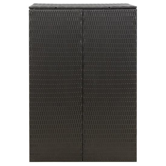 Abri Pour Poubelle Triple En Résine Tressée - 207x80x117 Cm - Noir - Cache Conteneurs Jardin