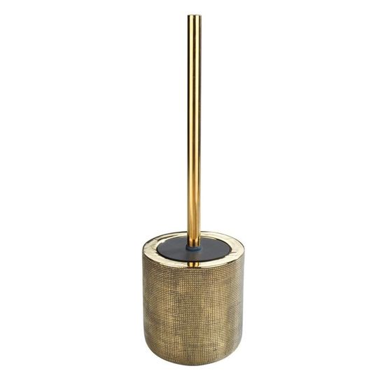 WEKAMOS - Kit Complet Brosse WC Inox Doré Avec Support Mural Et 3 Têtes De Rechange