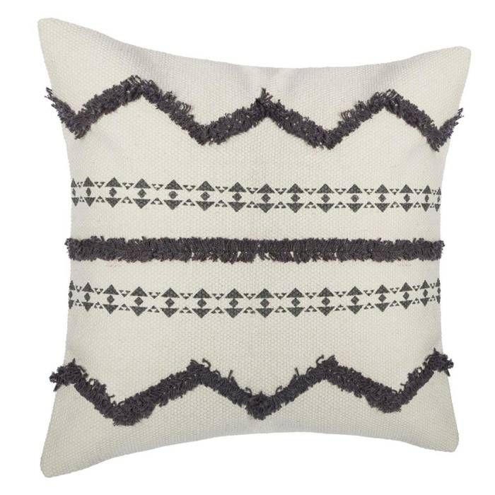 Atmosphera - Housse de coussin tuff grise 40x40 L, 40 x l, 40 cm Beige