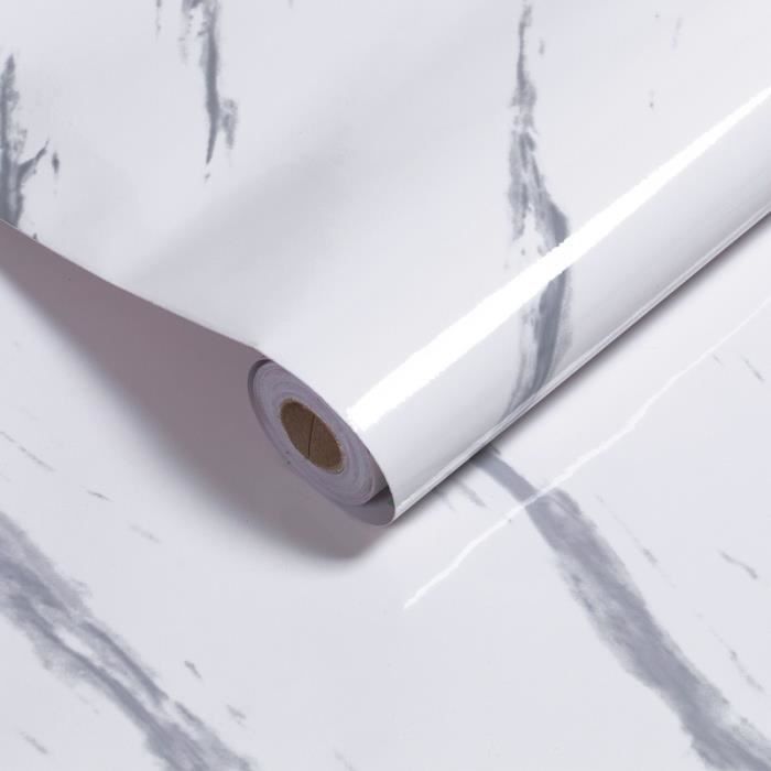 Film autoadhésif pour 500x61 cm PVC(Marbré - Blanc)