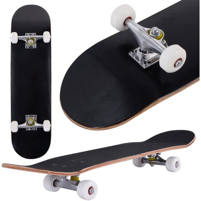 Skateboard pour Enfant avec 4 Roues 79 x 20 cm Capacité de Charge Statique 50 kg Jeux d'extérieur Noir