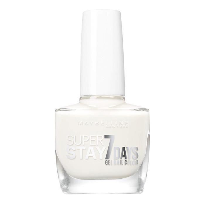 Pure White (71) Maybelline New York – Vernis à Ongles Professionnel – Technologie Gel – Super Stay 7 Days – Teinte : Pure White (71)