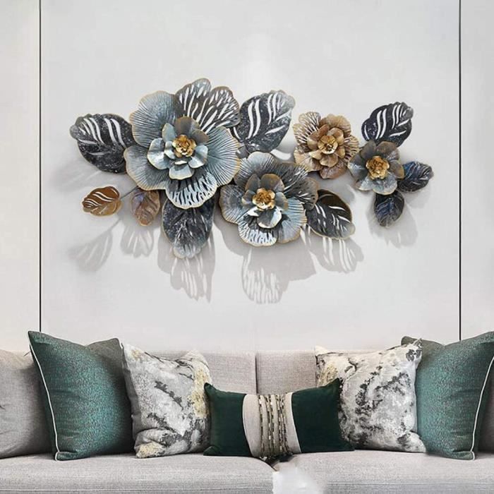 Décoration Murale Fleur en Fer Forgé en Métal, Moderne Luxe Léger Art De Fer Décoration Murale pour Salle D'étude-Salon-Chambre À377