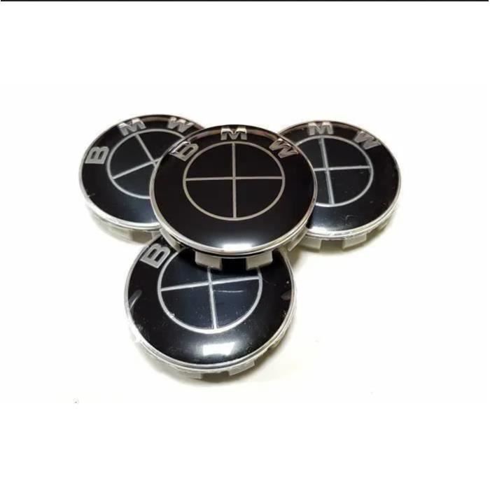 4x 68mm Noir BMW logo enjoliveur Centre De Roue Jante Cache Moyeu
