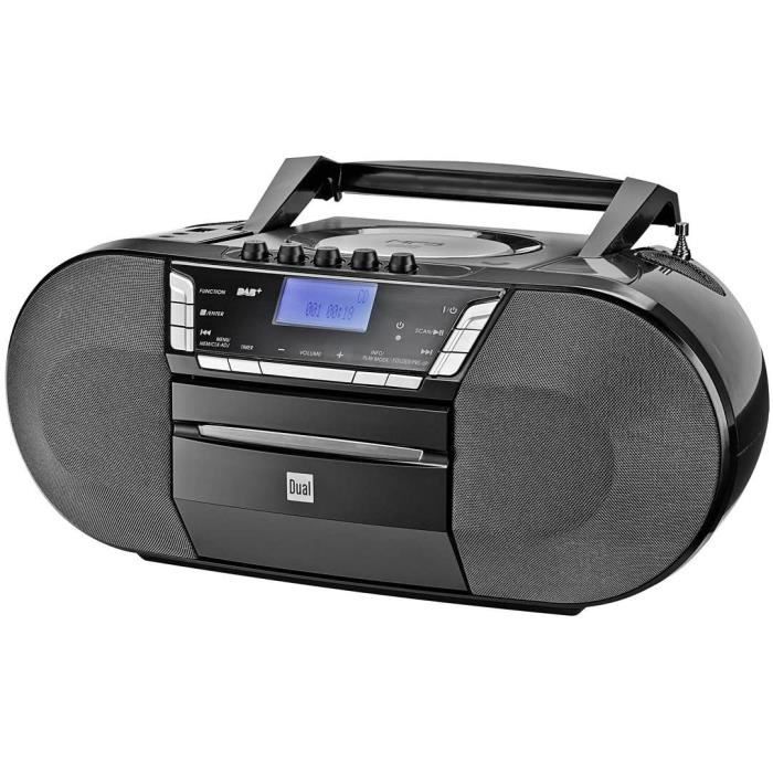 Dual Dab-P 200 Lecteur CD MP3 avec Lecteur de Cassettes, Dab+/Radio FM, Port USB, Prise Casque, entrée auxiliaire AUX-in, Noir