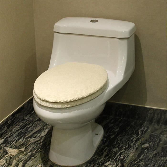 2pcs WC Siège Toilettes Lunette Coussin Mat Couverture Lavable Couvercle Cuvette Beige Ve07385