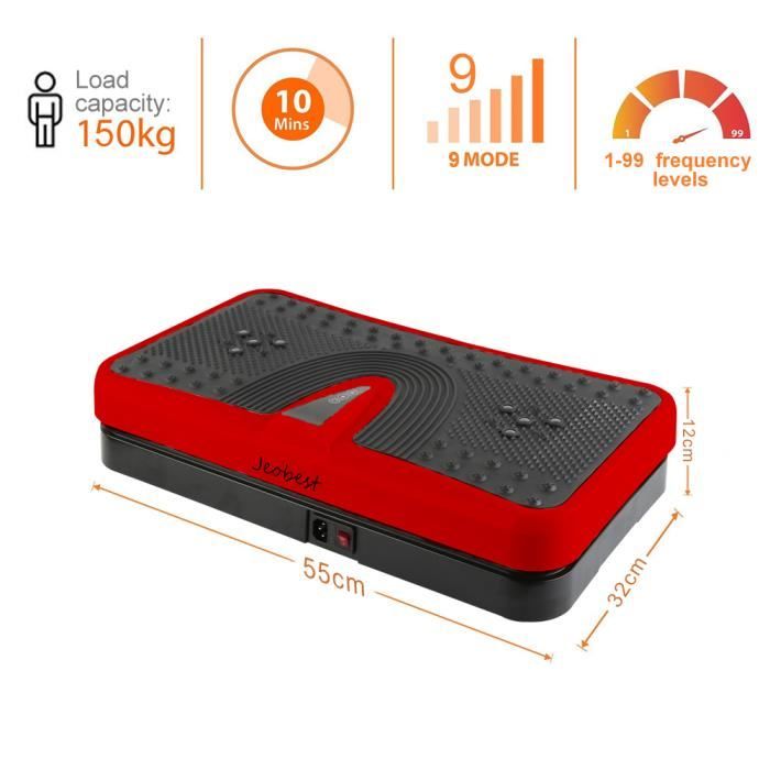 200W Home Vibration Plate Plateforme vibrante oscillante - Rouge/Noir
