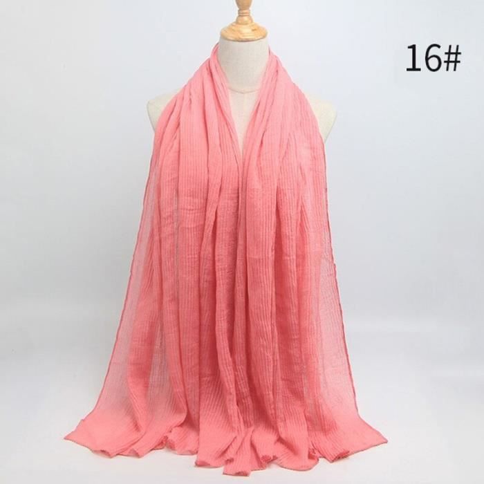 Foulard hijab en coton froissé, écharpe douce, écharpe chaude, écharpe chaude, châle, 25 couleurs, Design hiver, tendanc DY5168