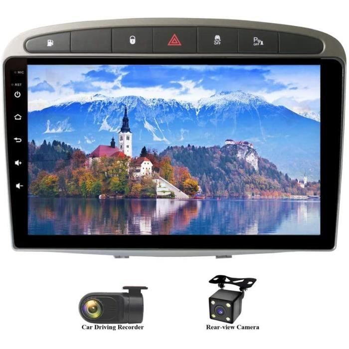 Android 9.0 Autoradio 9 Pouces Écran Tactile in-Dash Voiture Radio 8-Core RAM 4G ROM 64G Gris Autoradio pour Peugeot 308 (2008- 143