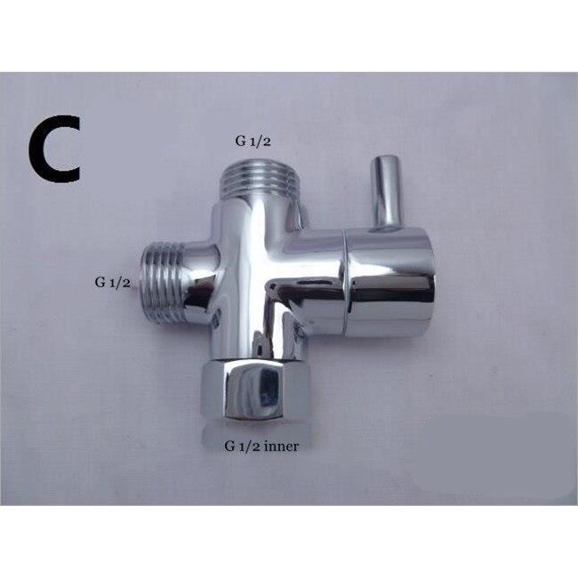 Robinet vanne,Déviateur d'eau à trois voies adaptateur en forme de T déviateurs de douche connecteur Bidet de toilette -Type C#A