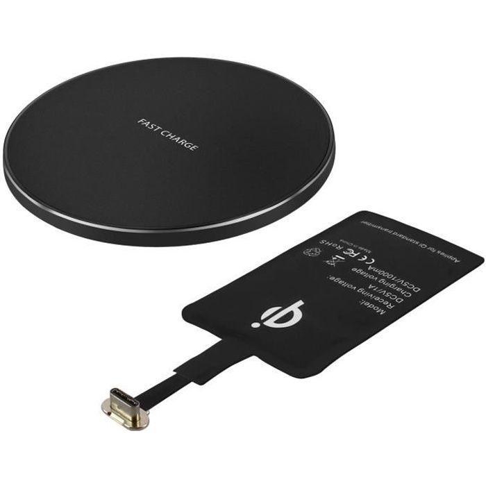 Pack Chargeur Qi et Nappe de Transformation USB Type C Charge Sans Fil Noir