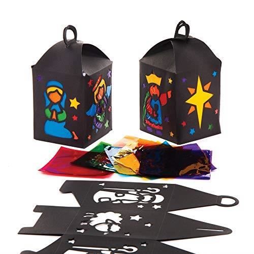 Baker Ross Kits de lanternes sur la Nativité à Effet vitrail (Paquet de 4) - Loisirs créatifs de Noël pour Enfants AT140