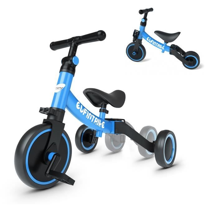 BESREY 5 en 1 Tricycle Draisienne Vélo +Pour les Bébés et Enfants de 1 à 4 ans Bleu