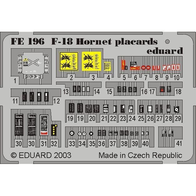 MAQUETTE F 18 HORNET PLACARDS 1/48 EDUARD FE196