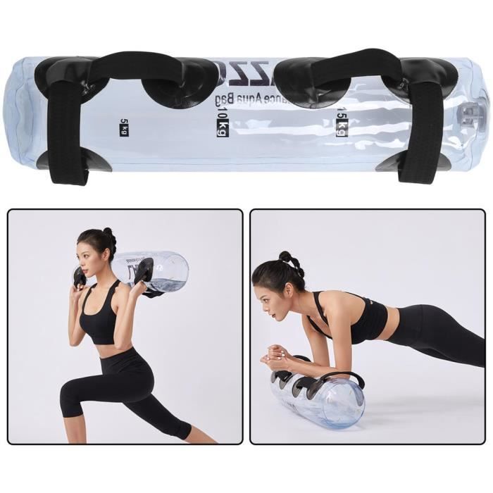 UNE® Sac de poids de l'eau 20kg Entraînement musculaire Entraîneur d'équilibre en PVC transparent pour l'exercice de sport à domic
