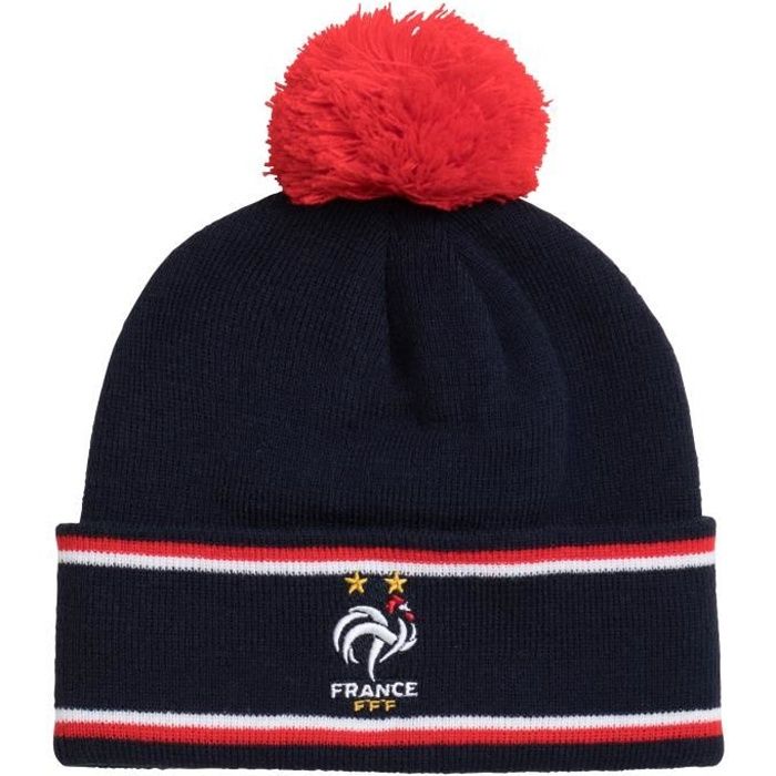 Bonnet Pompon FFF - Collection officielle EQUIPE DE FRANCE - Taille adulte - Blanc