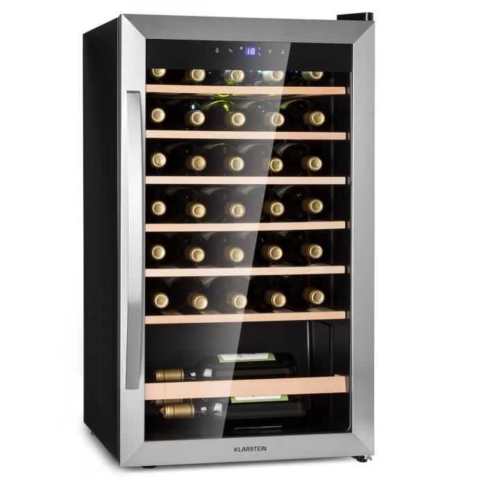 Cave à vin - Klarstein Vinamour 32 Uno - 1 zone - 95 L - 36 bouteilles - 4 - 18 °C - 43 dB - éclairage - commande tactile - Gris