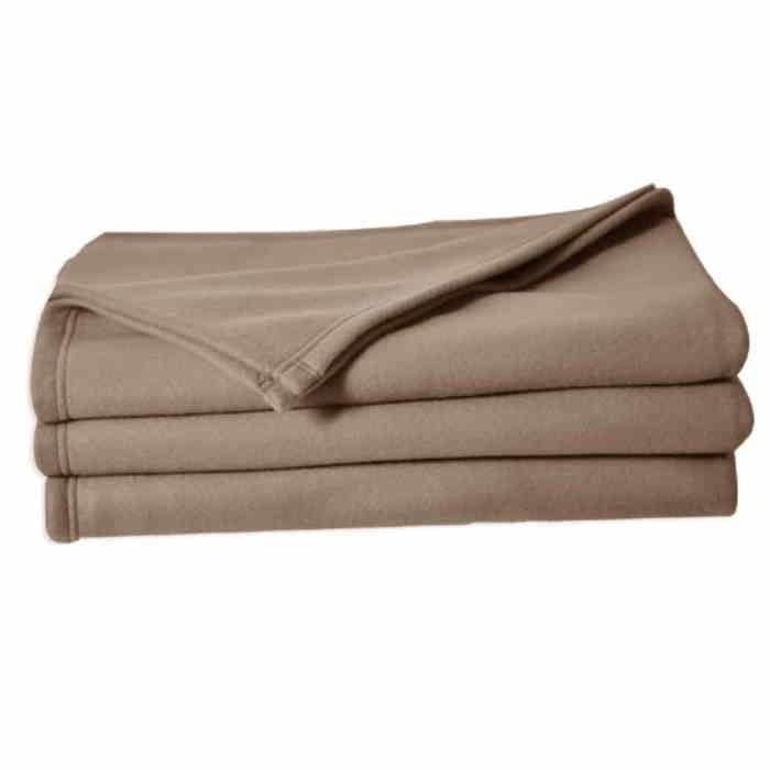LINANDELLE - Couverture Plaid Polaire anti feu 320gr SECURE - Taupe - 240x260 cm