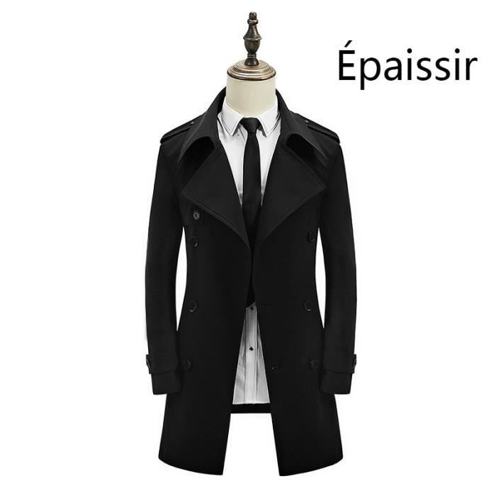 Trench homme Couleur unie de Marque Trench moyen et long Trench décontracté Trench d'automne Grande taille manteau homme