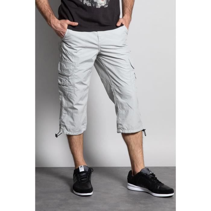 DEELUXE Pantacourt cargo en coton RIVER Light Grey