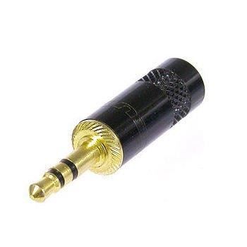 Neutrik REAN 3,5 mm, 3 broches, Noir/poignée en métal, contact plaqué or câble allant jusqu'à 8 mm de diamètre
