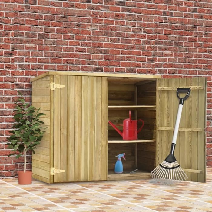 Economique Abri à outils de jardin 135x60x123 cm Pinède imprégnée