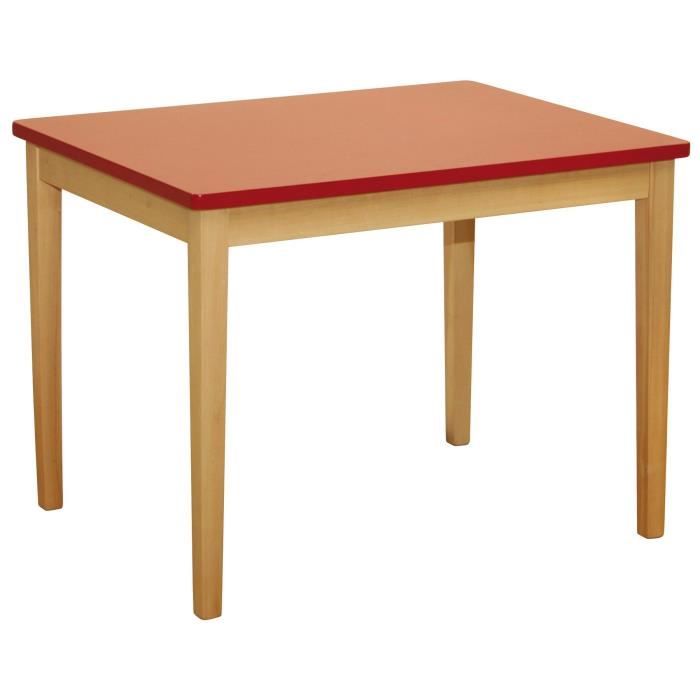 ROBA Table d'Enfant en Bois Massif - 50 x 67 -5 x 51 cm - Plateau Laqué Rouge
