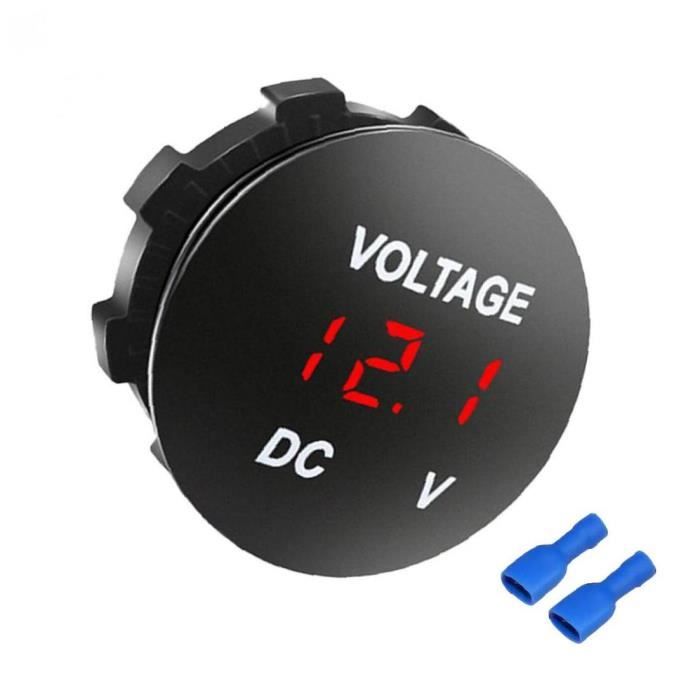Voltmètre de voiture Panneau rouge LED Affichage 12-24V DC Bateaux de moto Compteur de tension de la batterie