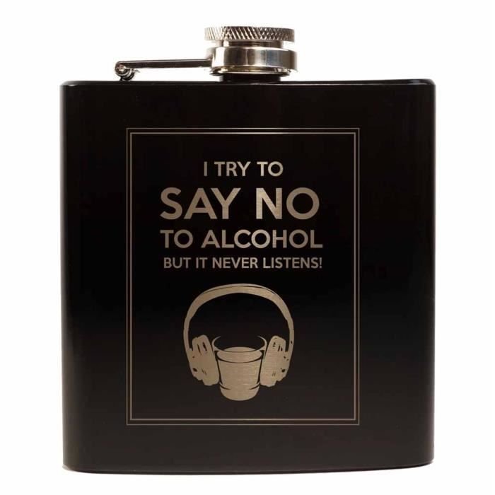 Flasque Alcool whisky inox 6 oz - Noir - No