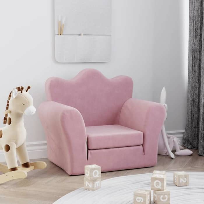 vidaXL Canapé-lit pour enfants rose peluche douce 357057