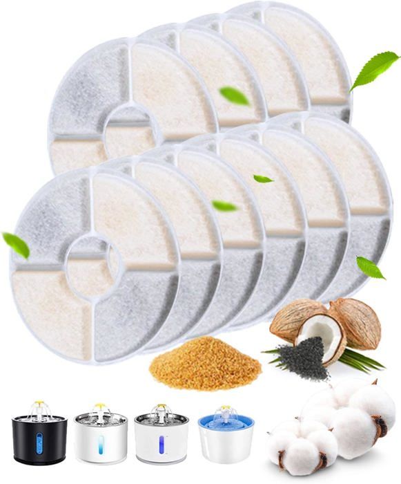 Comparer les prix de 10Pcs Filtre Fontaine Eau Chat, Filtre Catit Avec 4 Couches De Filtrage, Contiennent Du Carbone Activé, De La Résine D'Échang[Y437]