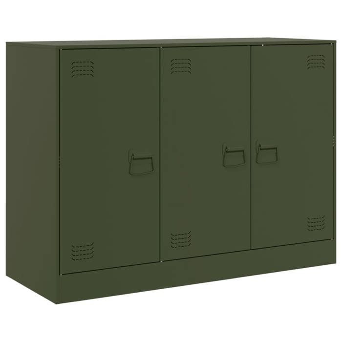 Buffet bas armoire commode Buffet vert olive 99x39x73cm acier 8163042 FrenchDays