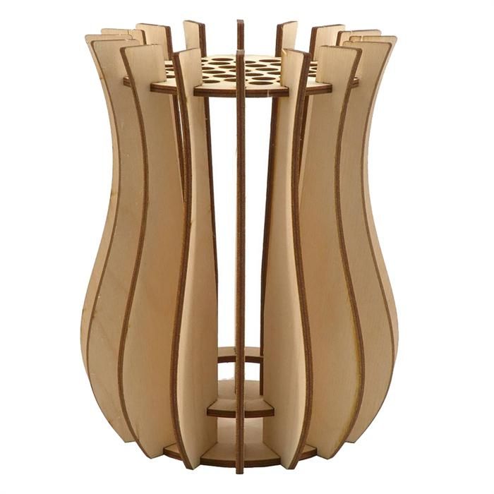 Puzzle 3D En Bois – Vase Lys 20 Cm – 71 Pièces Prédécoupées – Décoration Bureau, Activité Créative – Adulte Et Enfant