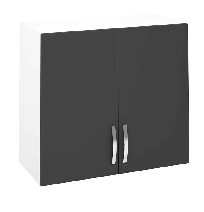 Meuble haut de cuisine avec 2 portes coloris gris - Hauteur 70 x Longueur 80 x profondeur 35 cm