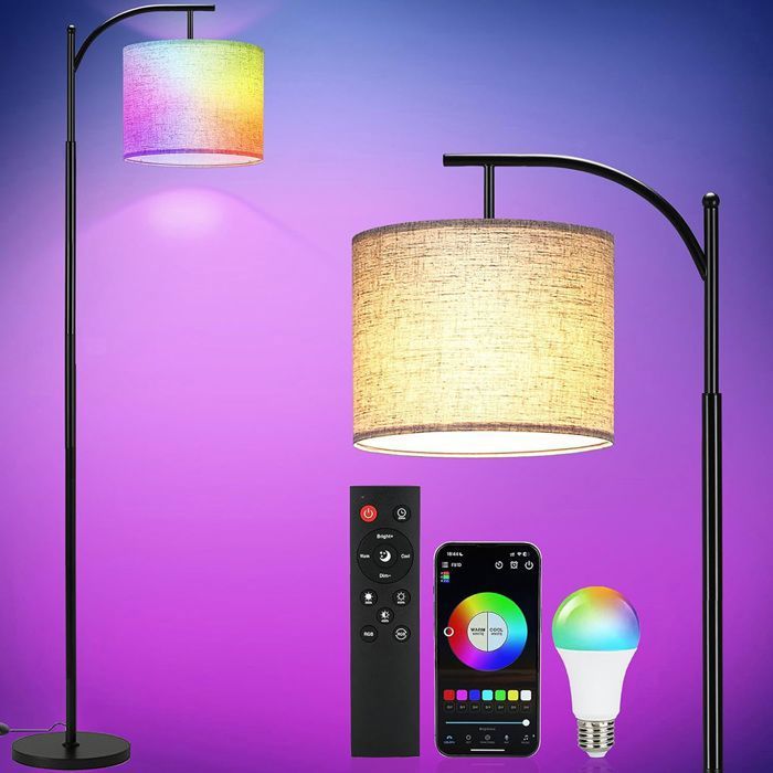 Serbasic Lampadaire sur Pied Salon intelligent - 155cm RGB Lampe avec APP Contrôle et Télécommande - Dimmable - pour Salle de Jeux