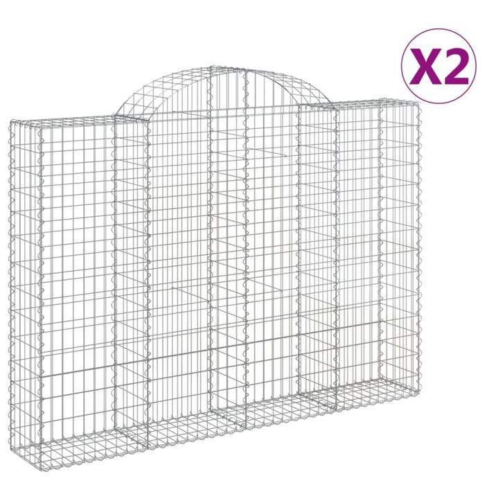 Paniers à Gabions Arqués 3 Pcs 400x50x120/140 Cm Fer Galvanisé - Panier