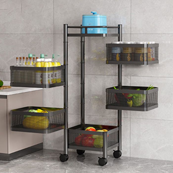 Desserte de Cuisine à Roulettes pour Légumes et fruits - 5 Paniers carré 28x28x94cm Noir