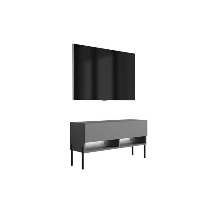 Meuble TV : Anthracite pieds droits noirs LED blanche 100 × 32 × 52 cm