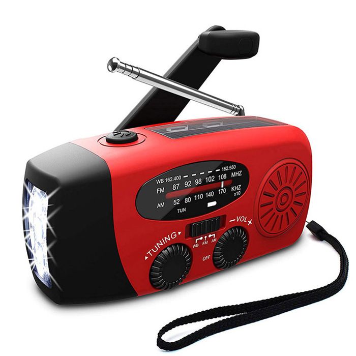 Lampe de poche d’urgence - ULISEM - Modèle multifonction - Radio AM/FM - Panneau solaire - Manivelle