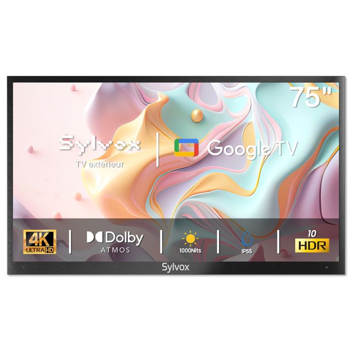 TV extérieure SYLVOX Deck Pro 2.0 75 (190 cm) Google TV 4K UHD IP55 étanche