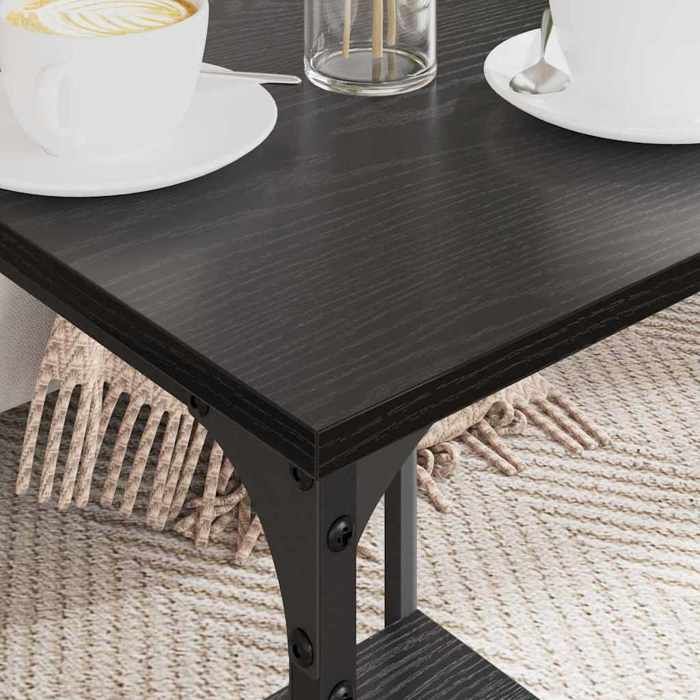 Table basse industrielle - vidaXL - Chêne noir - Bois dingénierie - 40x40x55 cm - 1 étagère - Grand espace de stockage