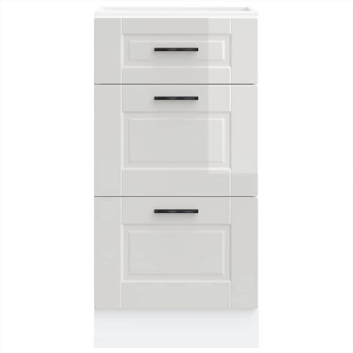 Caisson de cuisine Blanc - LEMON® Meuble bas de cuisine - Armoire à vitrine - « Porto » - avec rangement - Bois dingénierie - Blanc