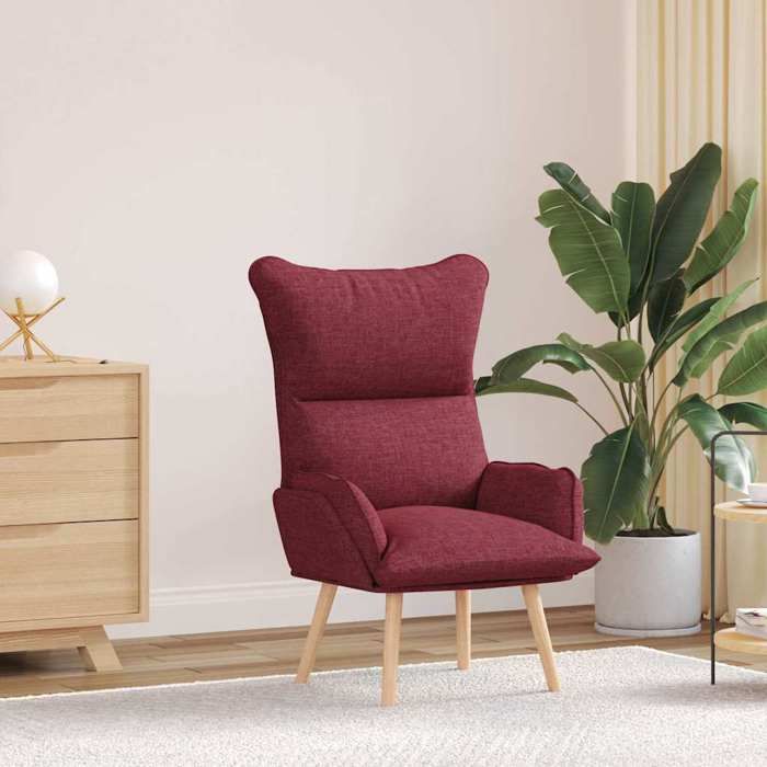 NEW 2026 Fauteuil-chaise simple - 1 pc - Poids maximal: 110 kg - Bordeaux 69x74x93 cm Tissu et Contreplaqué L6683