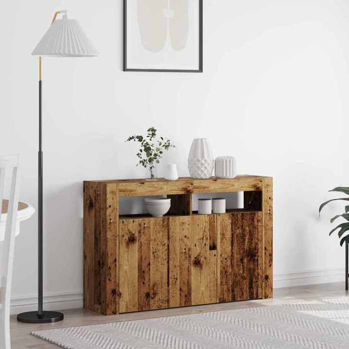 NEW 2026 Buffet Classique Armoire latérale pour salon Bois ancien 116x30x75 cm Bois dingénierie L3622