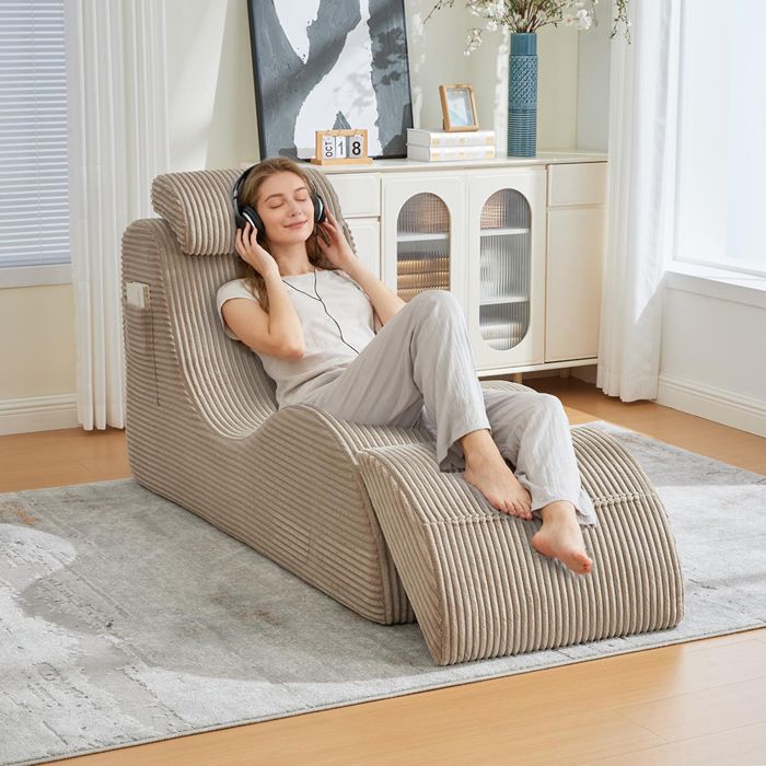 Fauteuil loisirs design unique ergonomique mousse élastique coussin amovible poche latérale kaki Fauteuil loisirs design unique ergonomique mousse élastique coussin amovible poche latérale kaki