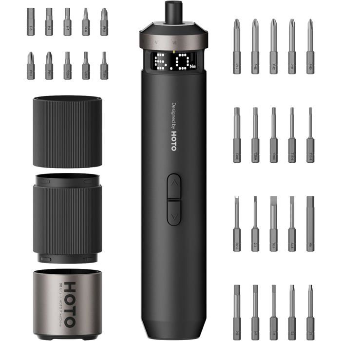 Tournevis électrique HOTO PixelDrive - écran intelligent 6 niveaux de couple 30 embouts