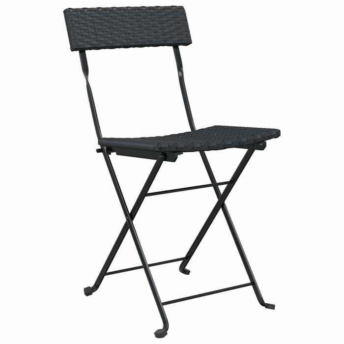 Noir Siège de jardin -  Chaises de bistrot pliantes - (2 pcs) - Noir Résine tressée acier C1237